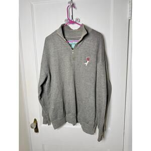 Vintage 90s Big Dogs Gray Embroidered Golf 1/4 Zip Pullover Sweater Men's XL